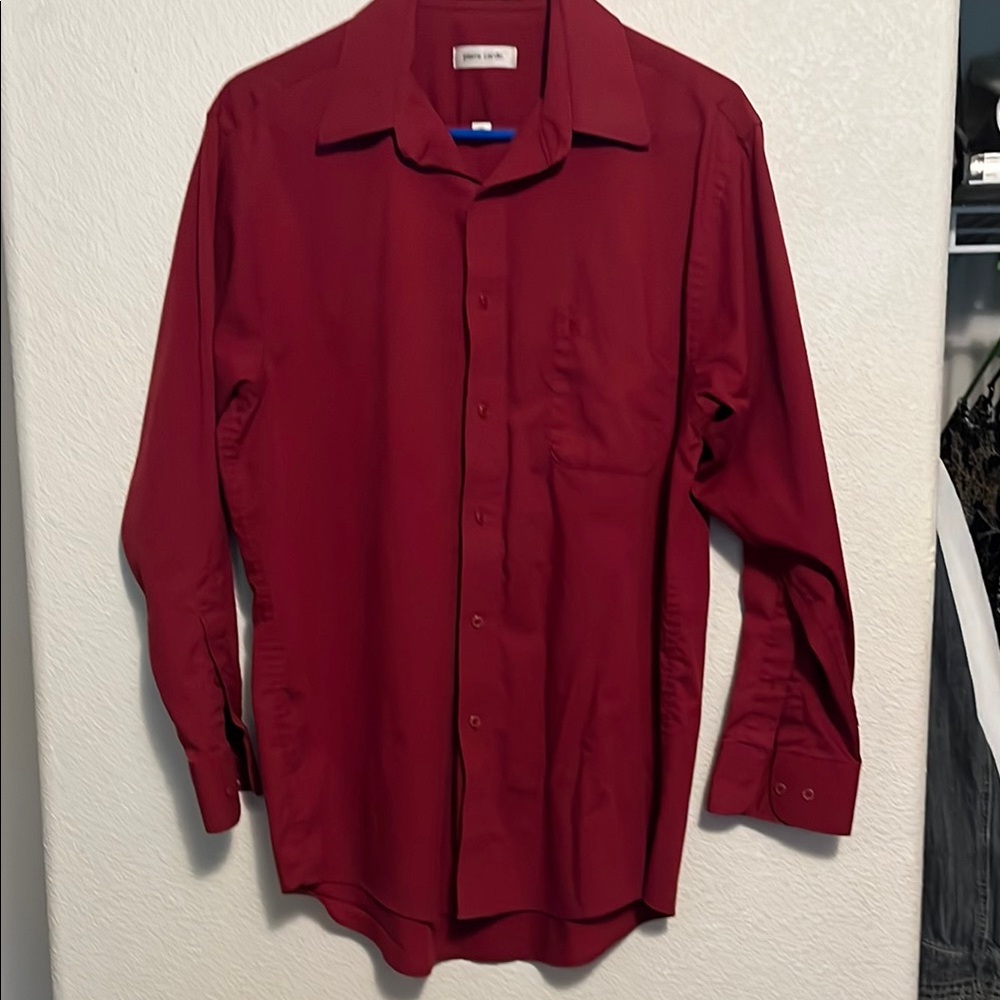 Pierre Cardin Red Button Down Shirt Traditional Collar